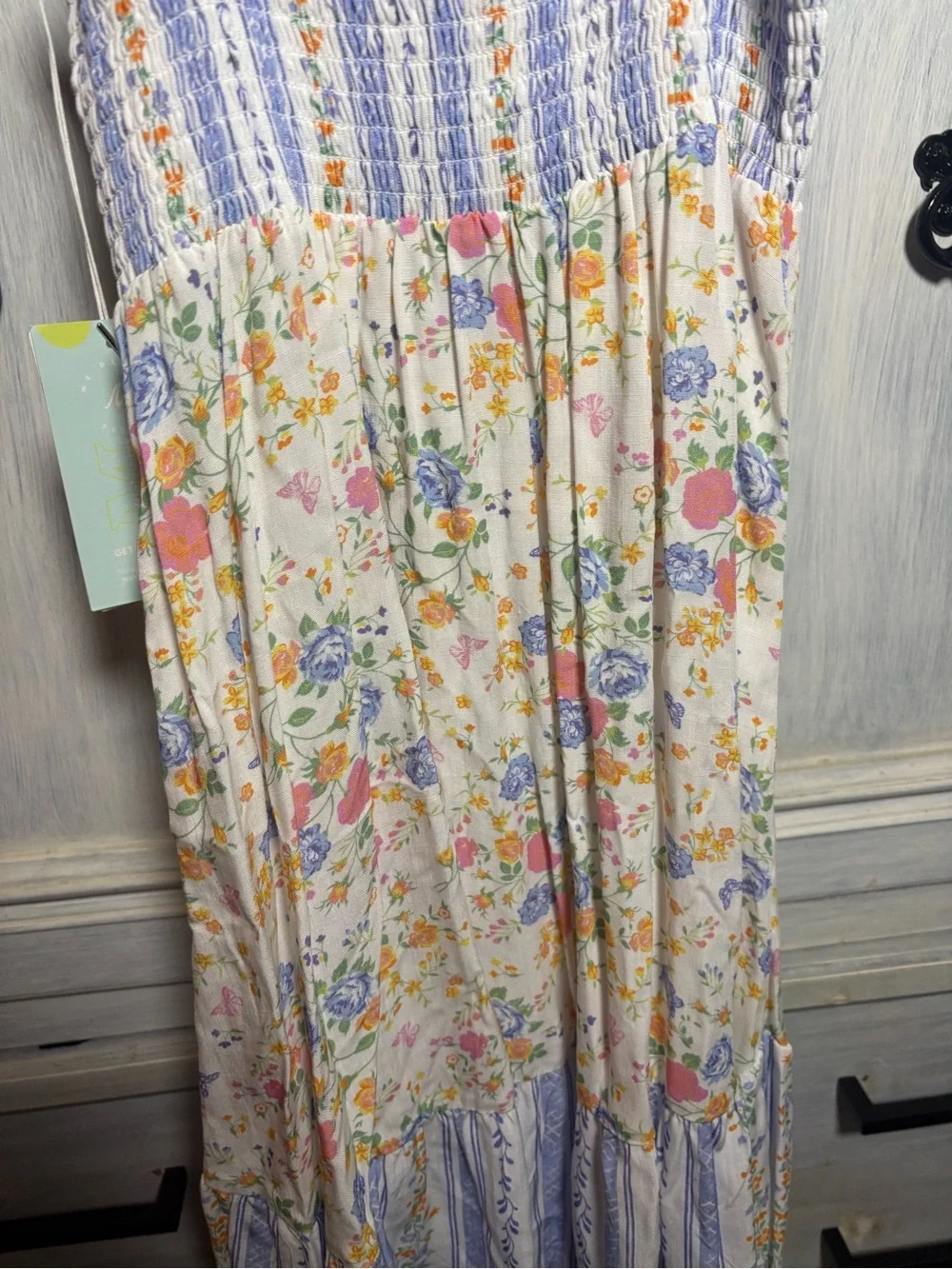 Maaji Peyton Girls Smocked Dress Ditsy Floral Cottagecore Beach Vacation